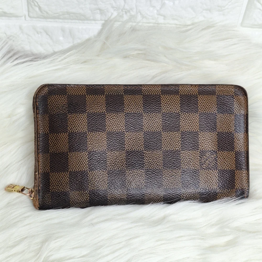 LOUIS VUITTON Zippy Damier Long Zipper Wallet LV Brown